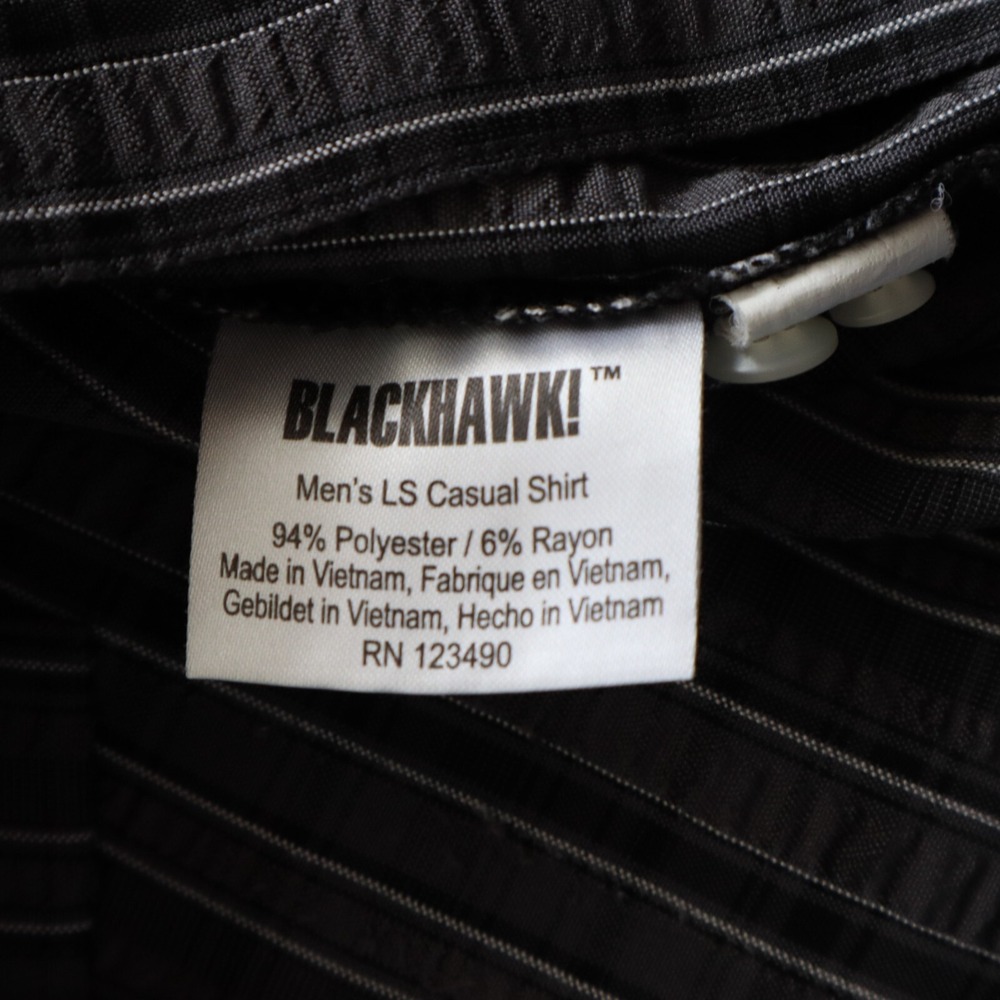 BLACKHAWK!‎ Shirt Mens Medium Casual Flap Pocket Button Gray Striped Long Sleeve - Picture 6 of 6